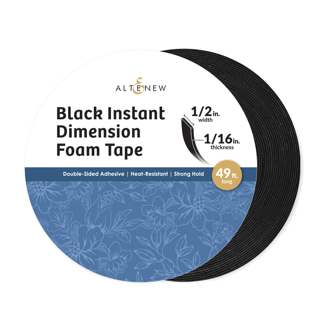Adhesives Black Instant Dimension Foam Tape - 1/16'' x 1/2'' x 15