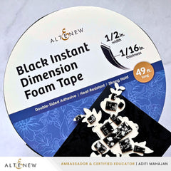 Adhesives Black Instant Dimension Foam Tape - 1/16'' x 1/2'' x 15m