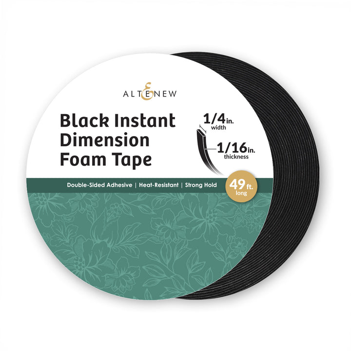 Adhesives Black Instant Dimension Foam Tape - 1/16'' x 1/4'' x 15m