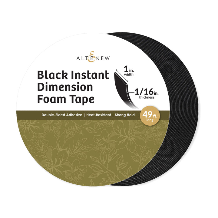 Adhesives Black Instant Dimension Foam Tape - 1/16'' x 1'' x 15m