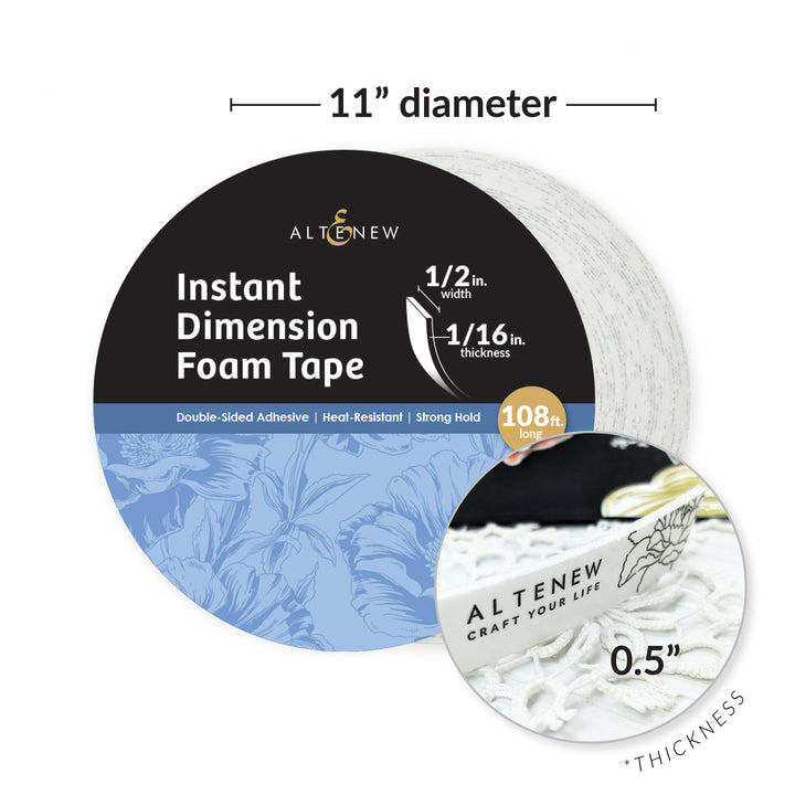 Adhesives Instant Dimension Foam Tape - 1/16'' x 1/2'' x 33m