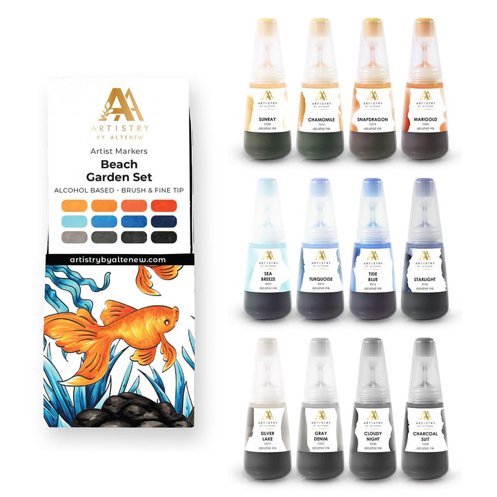 Alcohol Ink Bundle Beach Garden Artist Alcohol Markers Set & Alcohol Ink Bundle
