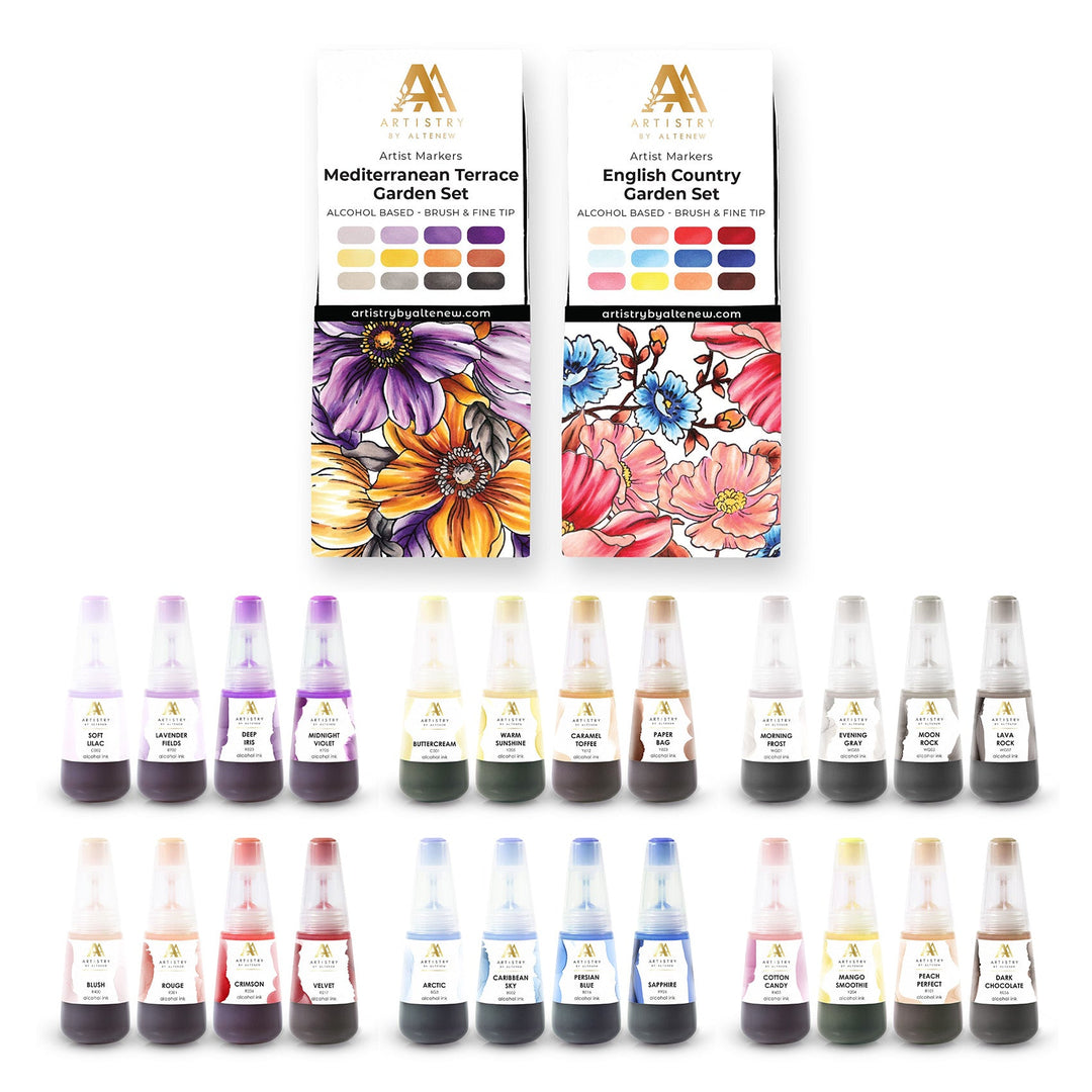 Alcohol Marker & Alcohol Ink Bundle Artist Alcohol Markers & Alcohol Ink Bundle (24 Colors)