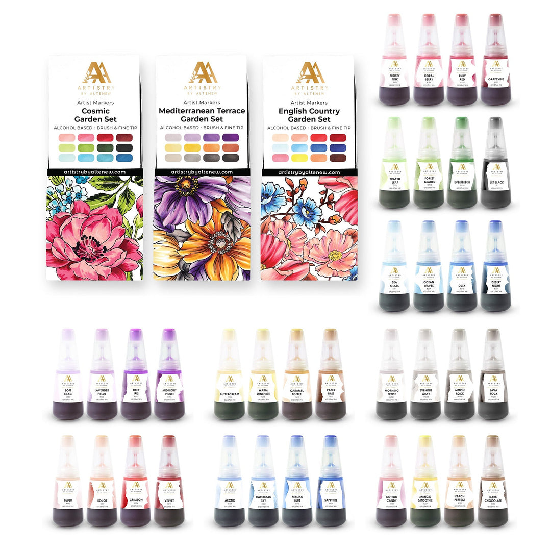 Alcohol Marker & Alcohol Ink Bundle Artist Alcohol Markers & Alcohol Ink Bundle (36 Colors)