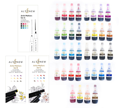 Alcohol Marker & Alcohol Ink Bundle Artist Alcohol Markers & Alcohol Ink Bundle (36 Colors)