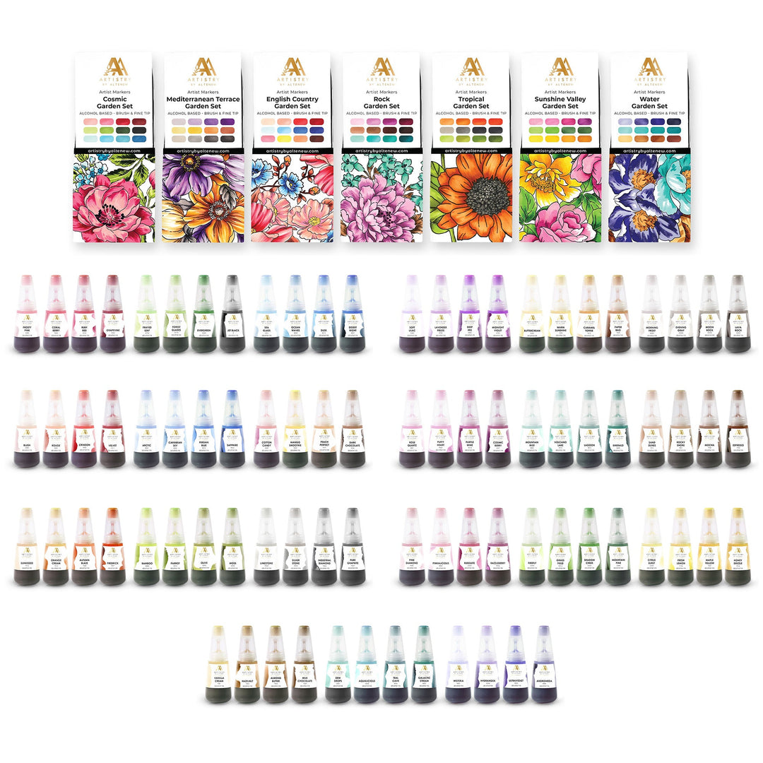 Alcohol Marker & Alcohol Ink Bundle Artist Alcohol Markers & Alcohol Ink Bundle (84 Colors)