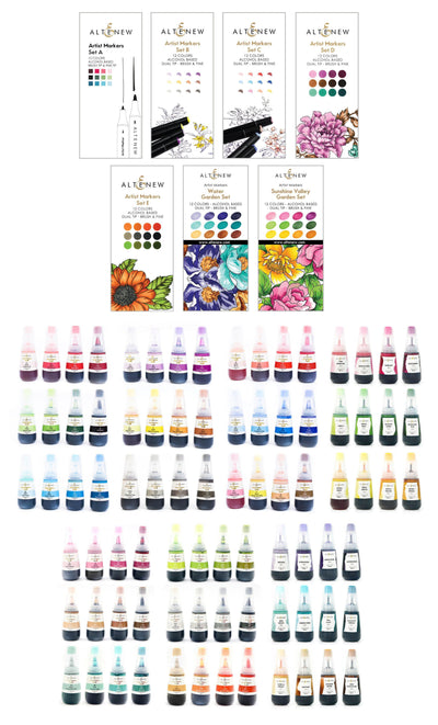 Alcohol Marker & Alcohol Ink Bundle Artist Alcohol Markers & Alcohol Ink Bundle (84 Colors)