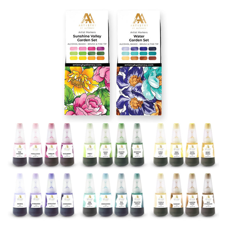 Alcohol Marker & Alcohol Ink Bundle Nature's Views Artist Alcohol Markers & Alcohol Ink Bundle (24 Colors)