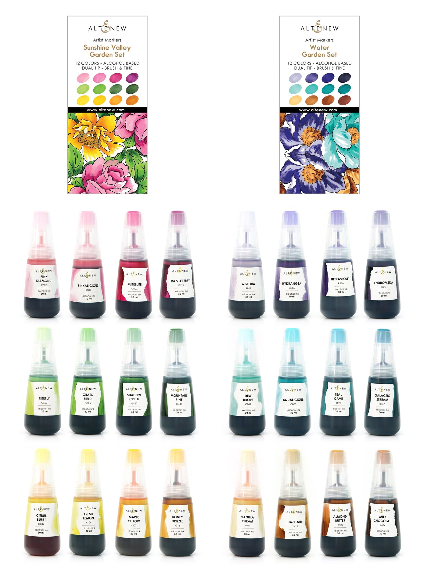 Alcohol Marker & Alcohol Ink Bundle Nature's Views Artist Alcohol Markers & Alcohol Ink Bundle (24 Colors)