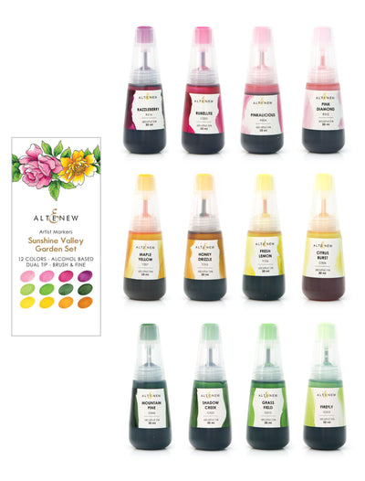 Alcohol Marker & Alcohol Ink Bundle Sunshine Valley Garden Bundle Artist Alcohol Markers & Alcohol Ink Bundle (12 Colors)