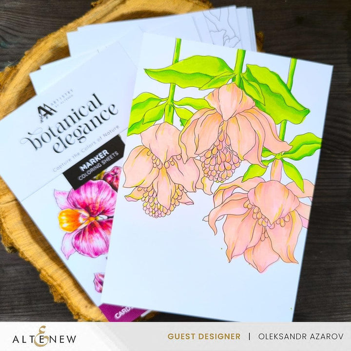 Alcohol Marker & Coloring Book Bundle Artist Alcohol Markers Set D & Botanical Elegance Alcohol Marker Coloring Sheets Bundle