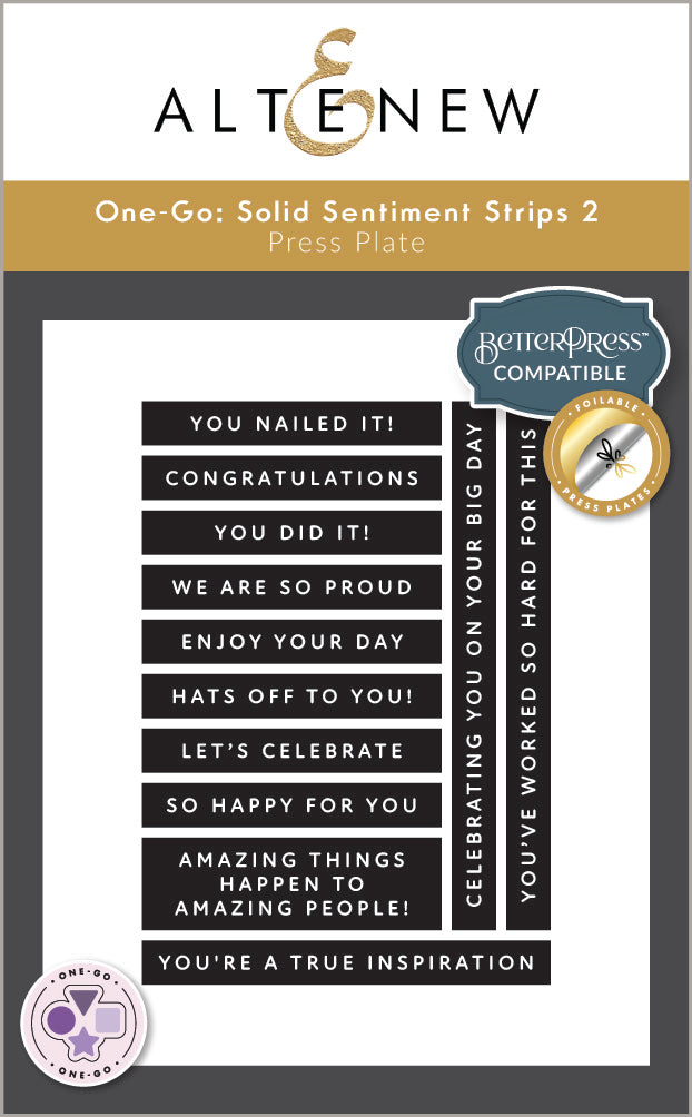 Betterpress Plates One-Go: Solid Sentiment Strips 2 Press Plate (Celebration Edition)