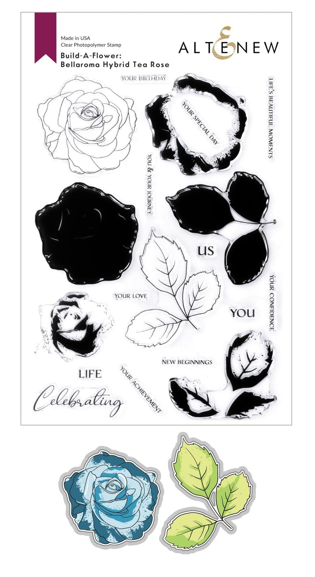 Build-A-Flower Set Build-A-Flower: Bellaroma Hybrid Tea Rose Layering Stamp & Die Set