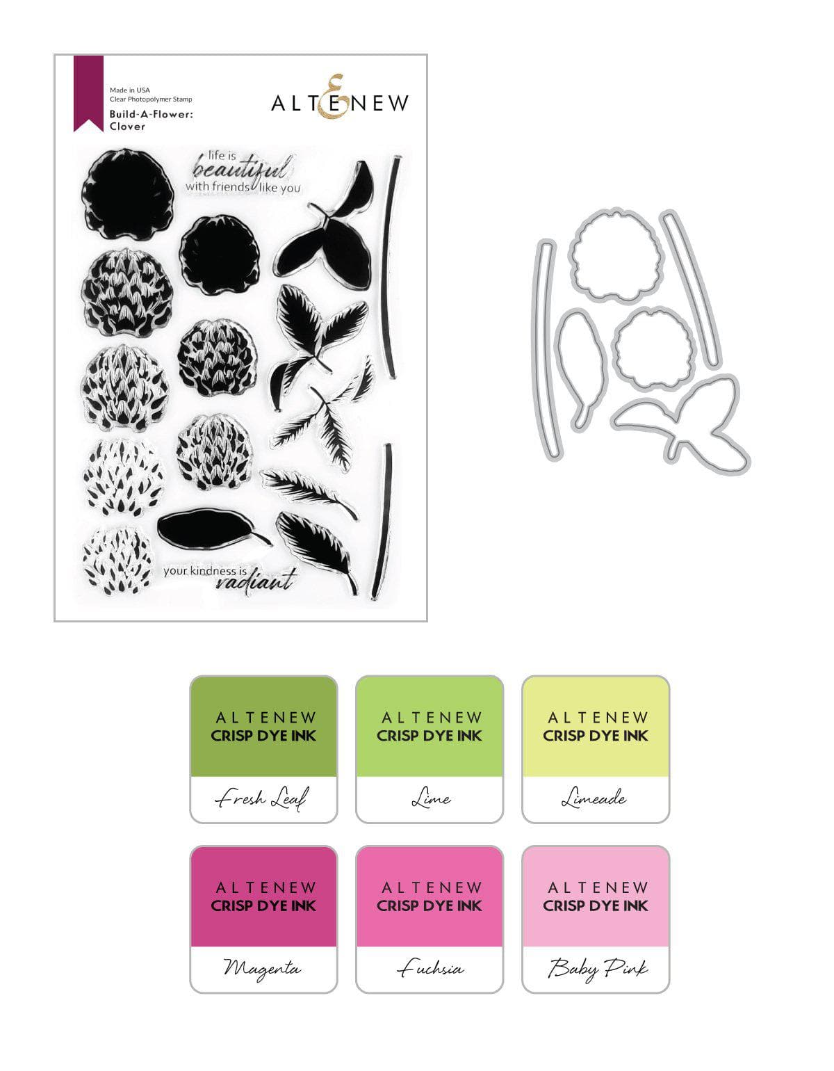 Build-A-Flower Set Build-A-Flower: Clover Layering Stamp & Die Set & Ink Bundle
