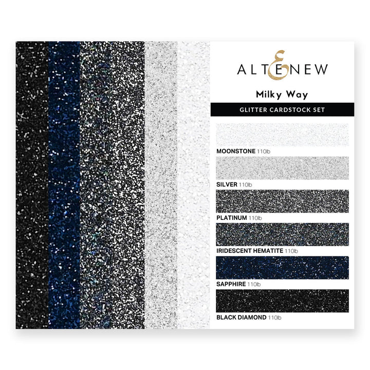 Cardstock Glitter Gradient Cardstock Set - Milky Way (6 Colors, 24 sheets)