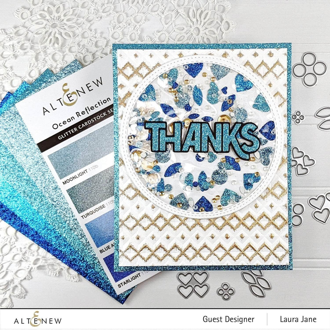 Cardstock Glitter Gradient Cardstock Set - Ocean Reflection