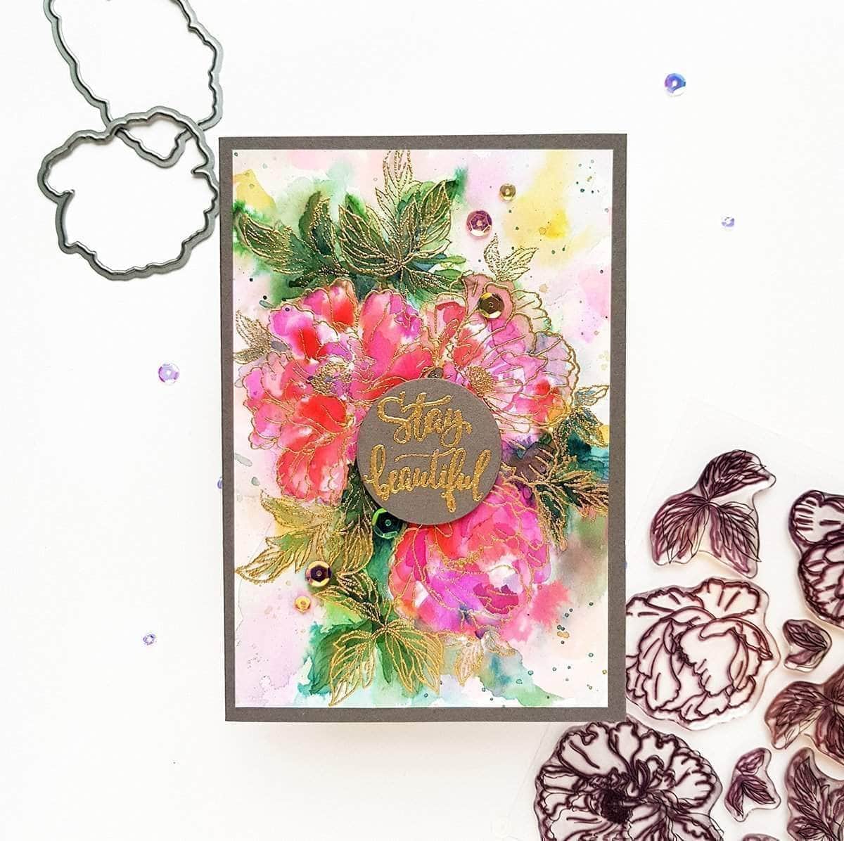 Clear Stamps Beautiful Peony Stamp Set