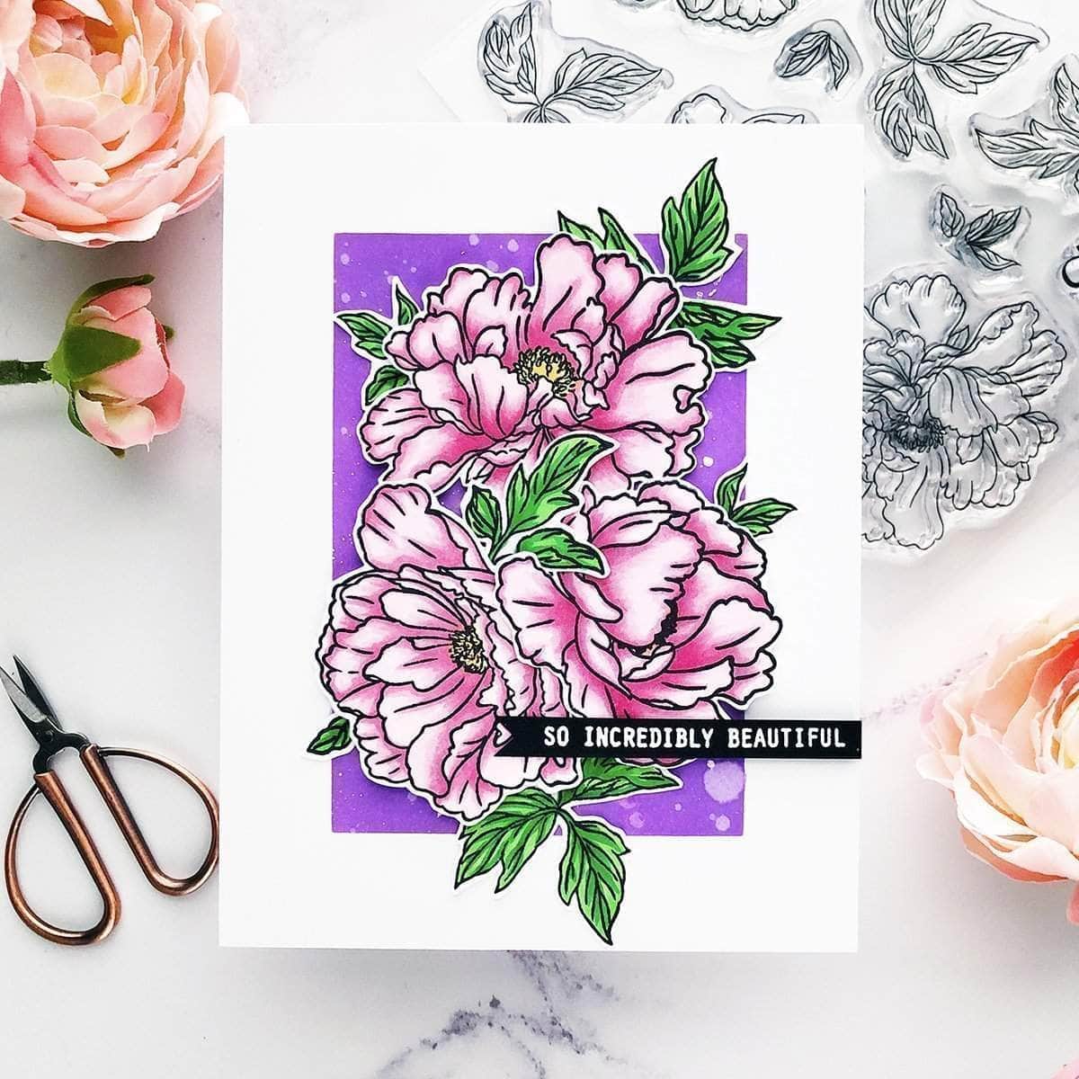 Clear Stamps Beautiful Peony Stamp Set