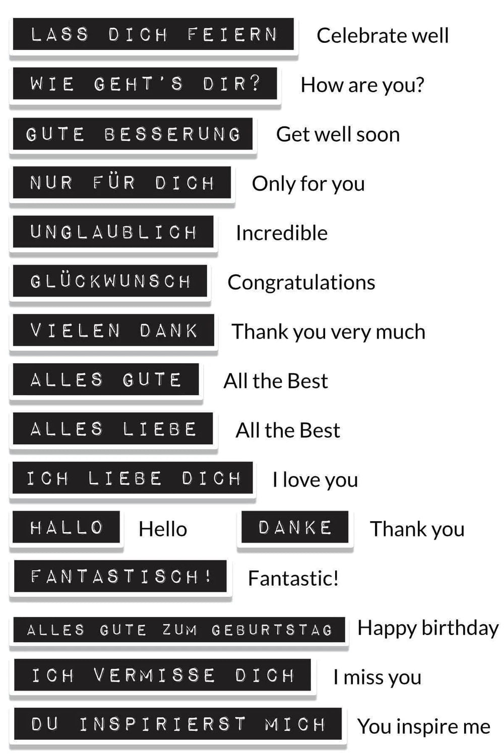 Clear Stamps Label Love German Stamp Set