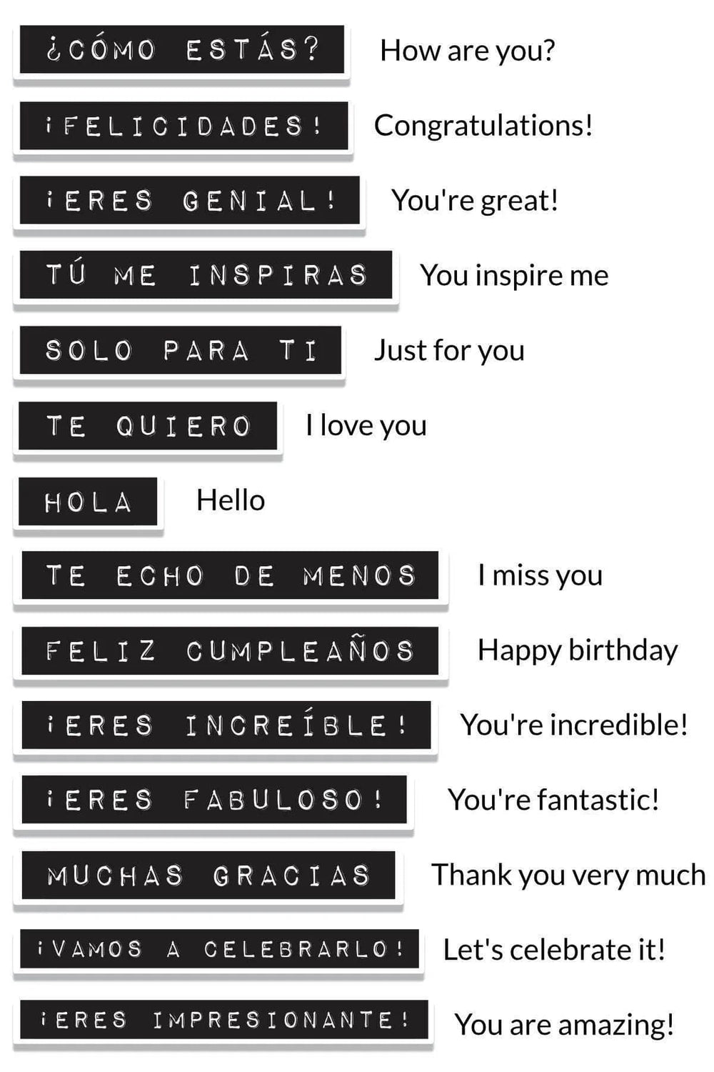 Clear Stamps Label Love Spanish Stamp Set