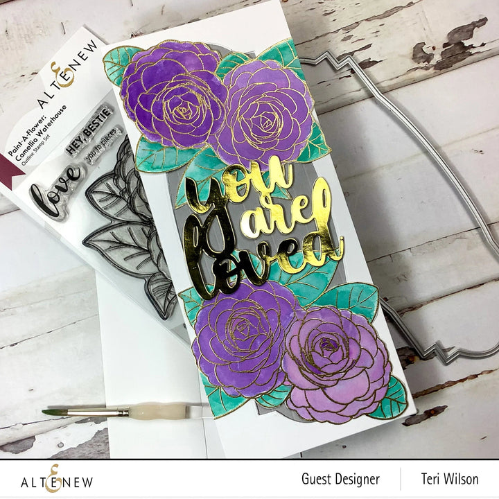 Clear Stamps Paint-A-Flower: Camellia Waterhouse Outline Stamp Set