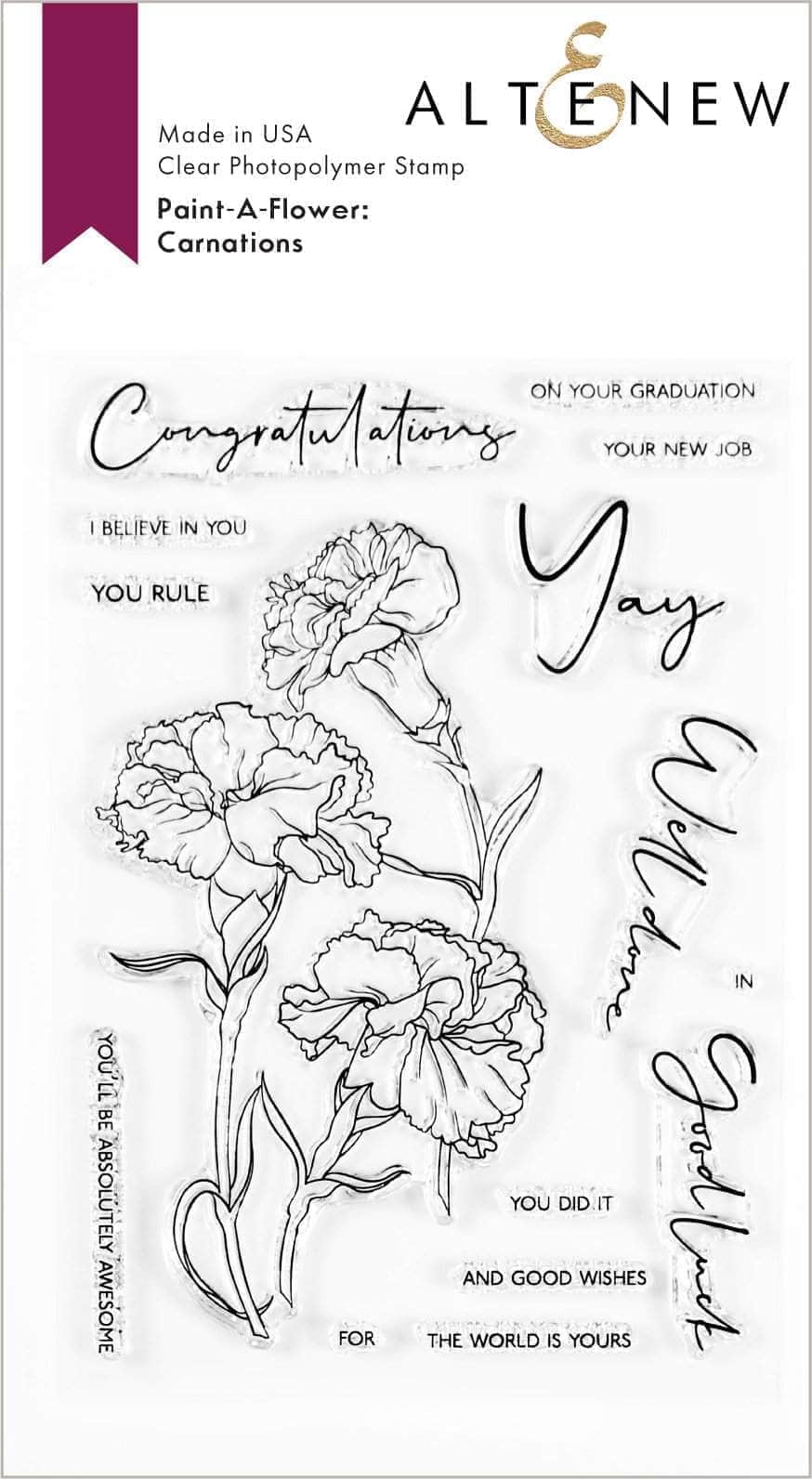 Clear Stamps Paint-A-Flower: Carnations Outline Stamp Set