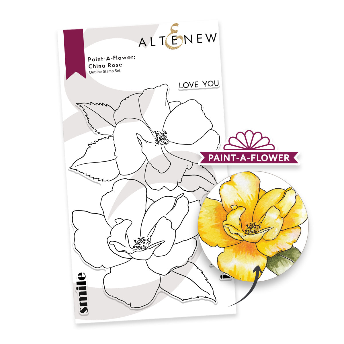 Clear Stamps Paint-A-Flower: China Rose Outline Stamp Set