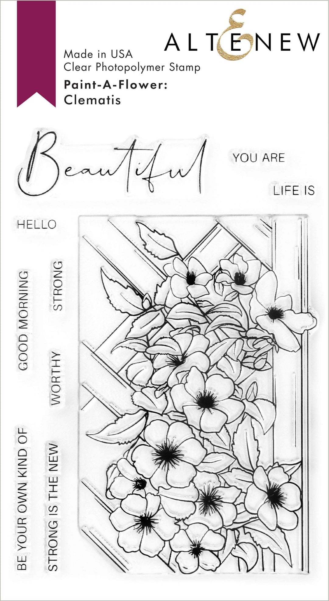 Clear Stamps Paint-A-Flower: Clematis Outline Stamp Set