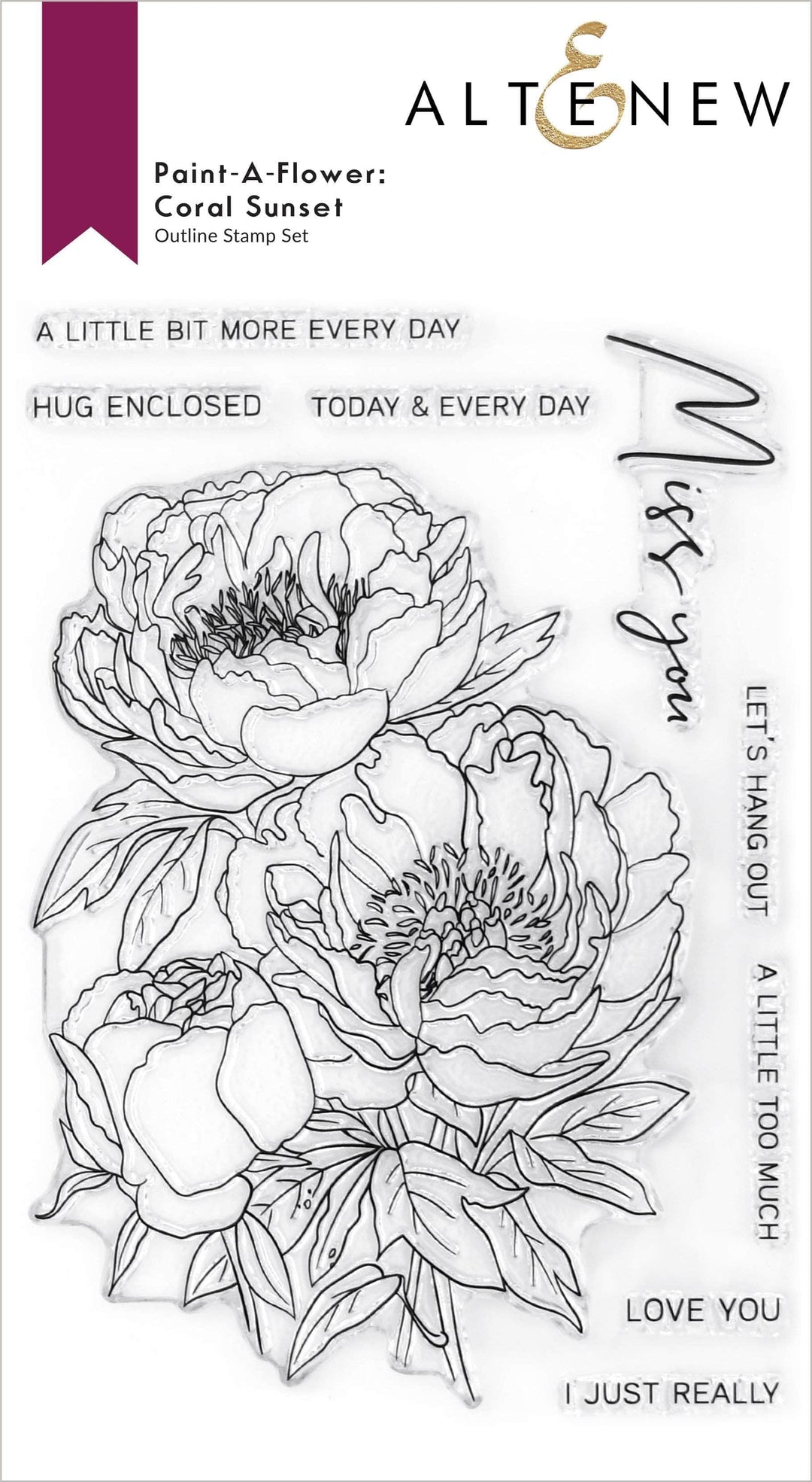 Clear Stamps Paint-A-Flower: Coral Sunset Outline Stamp Set