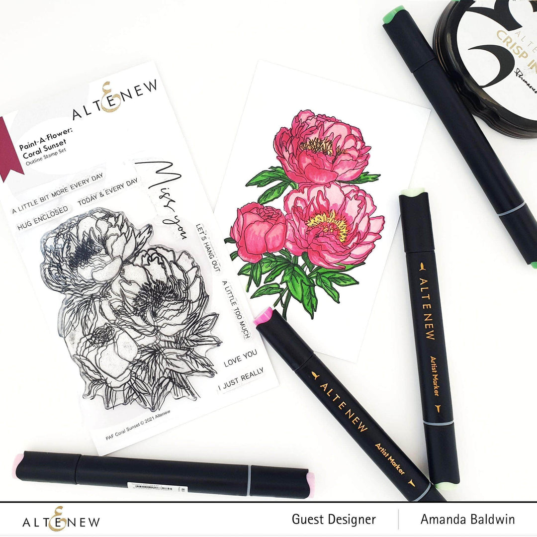 Clear Stamps Paint-A-Flower: Coral Sunset Outline Stamp Set