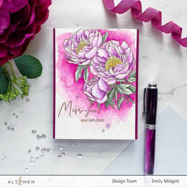 Clear Stamps Paint-A-Flower: Coral Sunset Outline Stamp Set