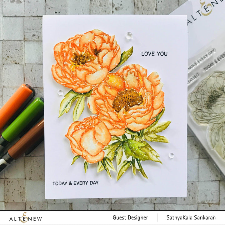 Clear Stamps Paint-A-Flower: Coral Sunset Outline Stamp Set