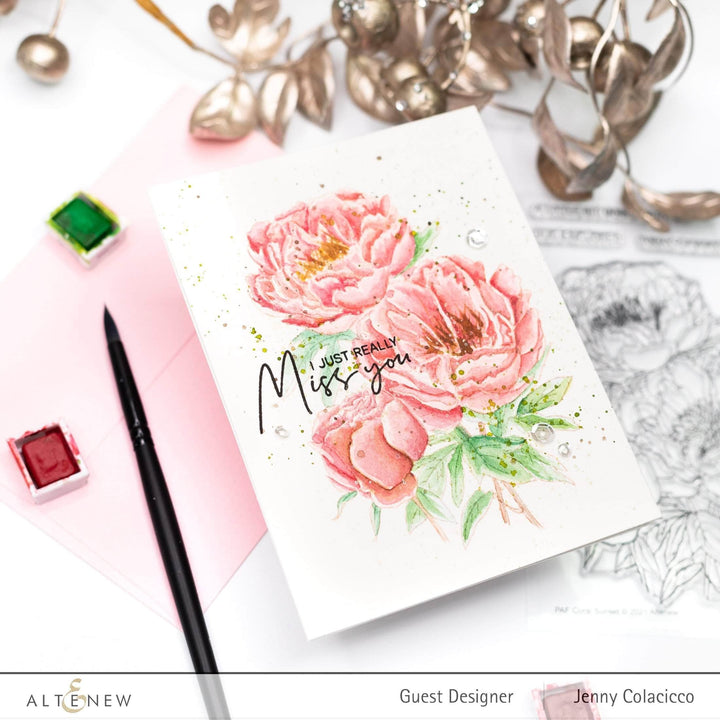 Clear Stamps Paint-A-Flower: Coral Sunset Outline Stamp Set