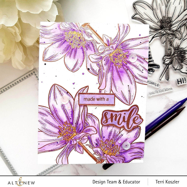 Clear Stamps Paint-A-Flower: Dahlia Bright Eyes Outline Stamp Set
