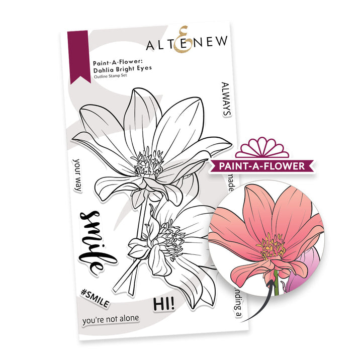 Clear Stamps Paint-A-Flower: Dahlia Bright Eyes Outline Stamp Set