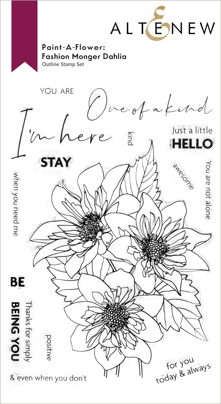 Clear Stamps Paint-A-Flower: Fashion Monger Dahlia Outline Stamp Set