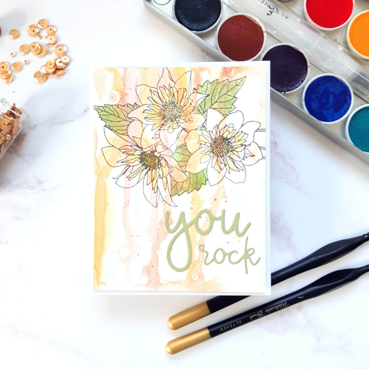 Clear Stamps Paint-A-Flower: Fashion Monger Dahlia Outline Stamp Set