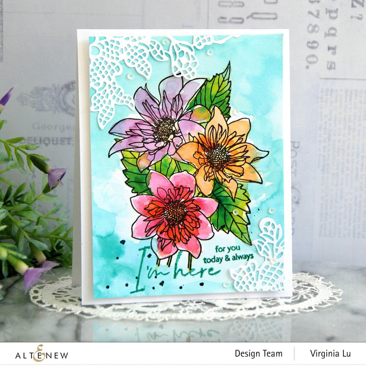 Clear Stamps Paint-A-Flower: Fashion Monger Dahlia Outline Stamp Set