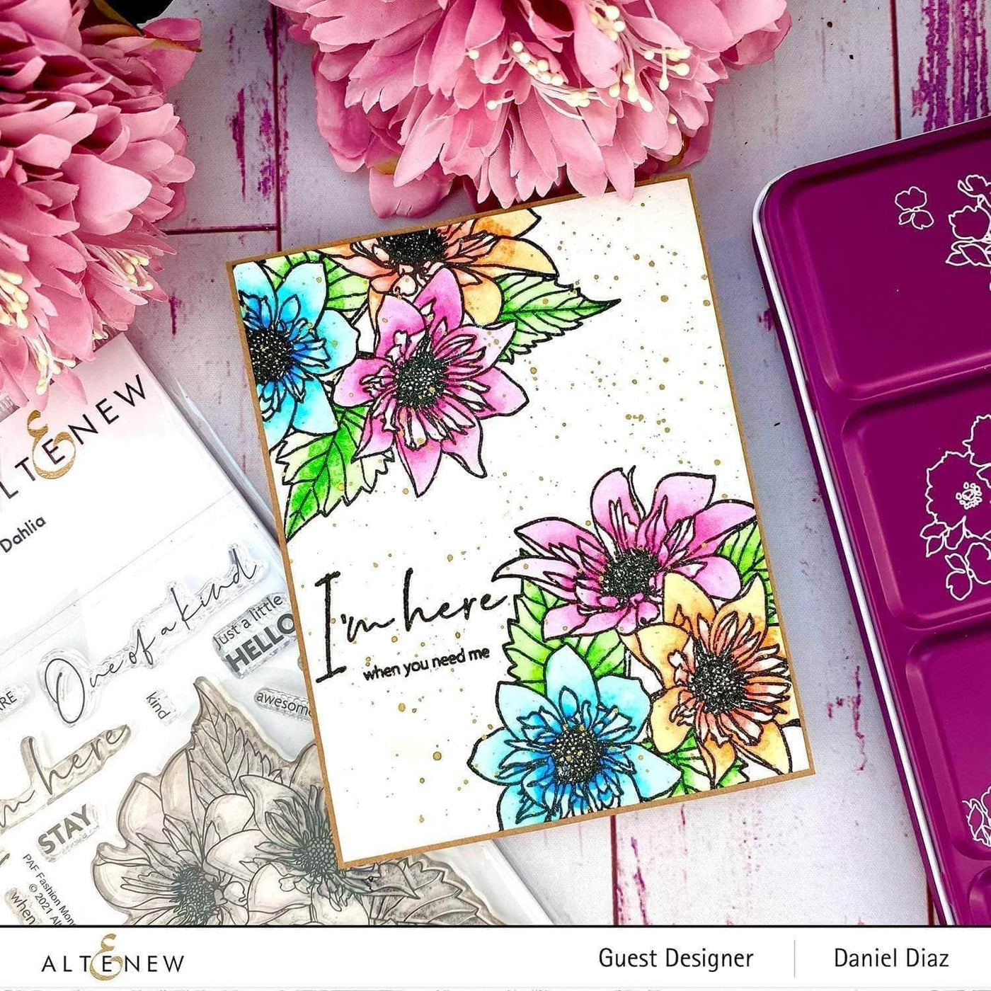 Clear Stamps Paint-A-Flower: Fashion Monger Dahlia Outline Stamp Set