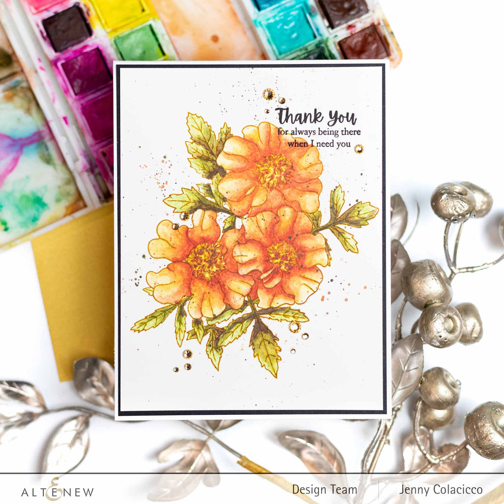 Clear Stamps Paint-A-Flower: French Marigold Outline Stamp Set