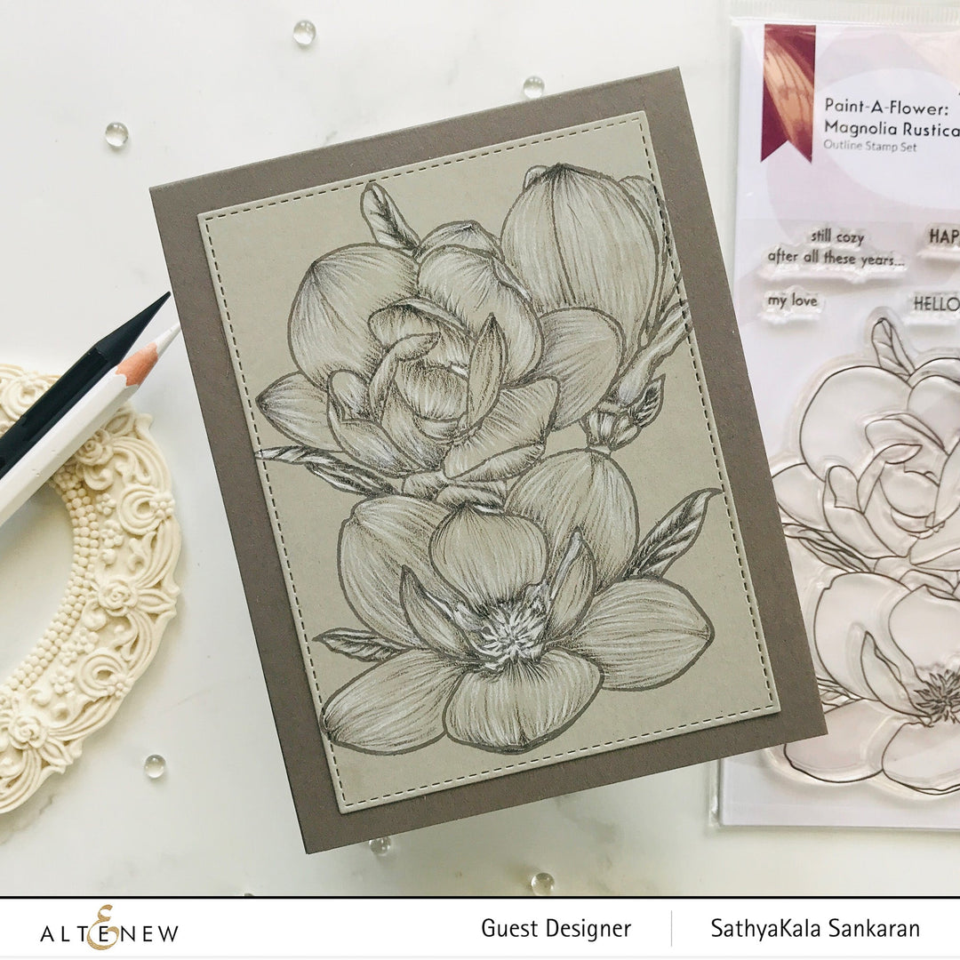 Clear Stamps Paint-A-Flower: Magnolia Rustica Rubra Outline Stamp Set