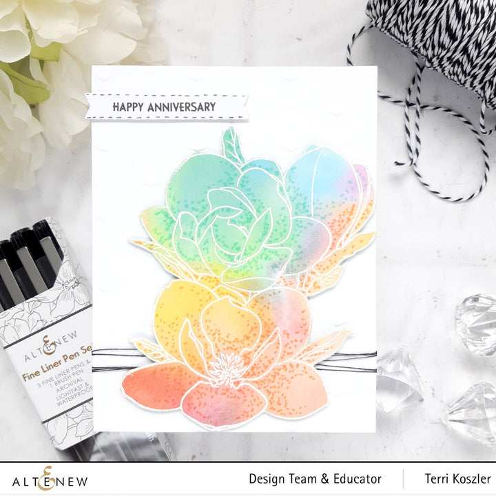 Clear Stamps Paint-A-Flower: Magnolia Rustica Rubra Outline Stamp Set