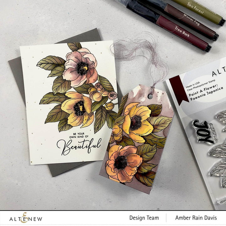 Clear Stamps Paint-A-Flower: Paeonia Japonica Outline Stamp Set