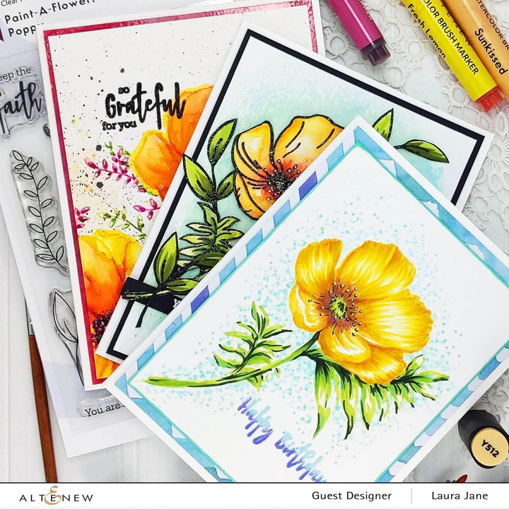 Clear Stamps Paint-A-Flower: Poppy Outline Stamp Set