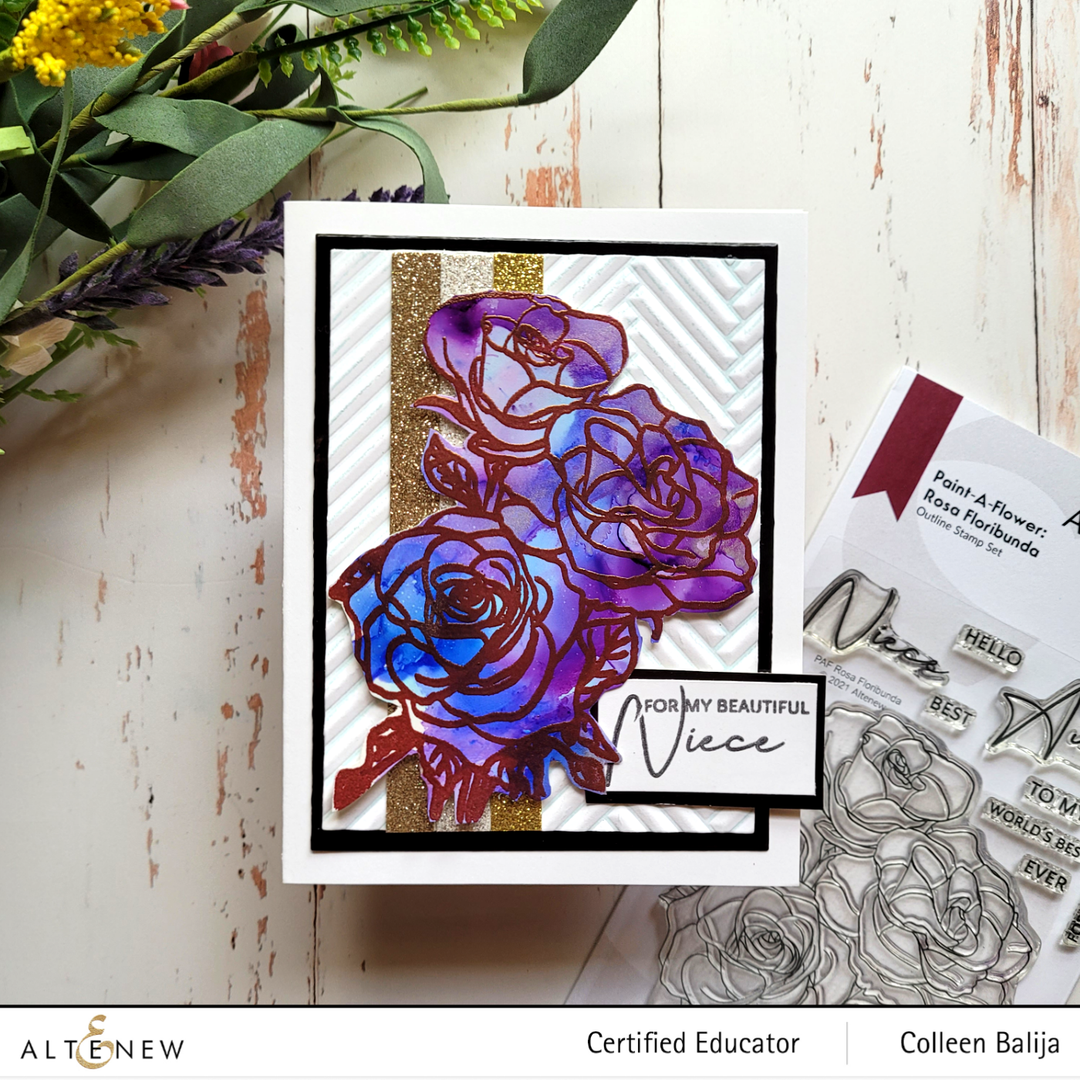 Clear Stamps Paint-A-Flower: Rosa Floribunda Outline Stamp Set