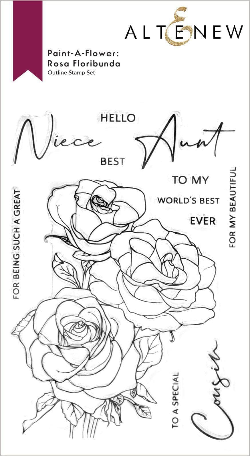 Clear Stamps Paint-A-Flower: Rosa Floribunda Outline Stamp Set