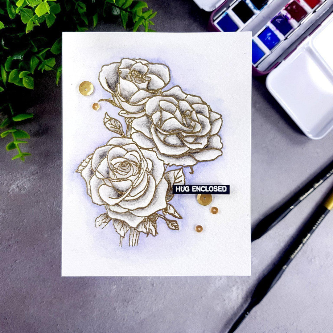Clear Stamps Paint-A-Flower: Rosa Floribunda Outline Stamp Set