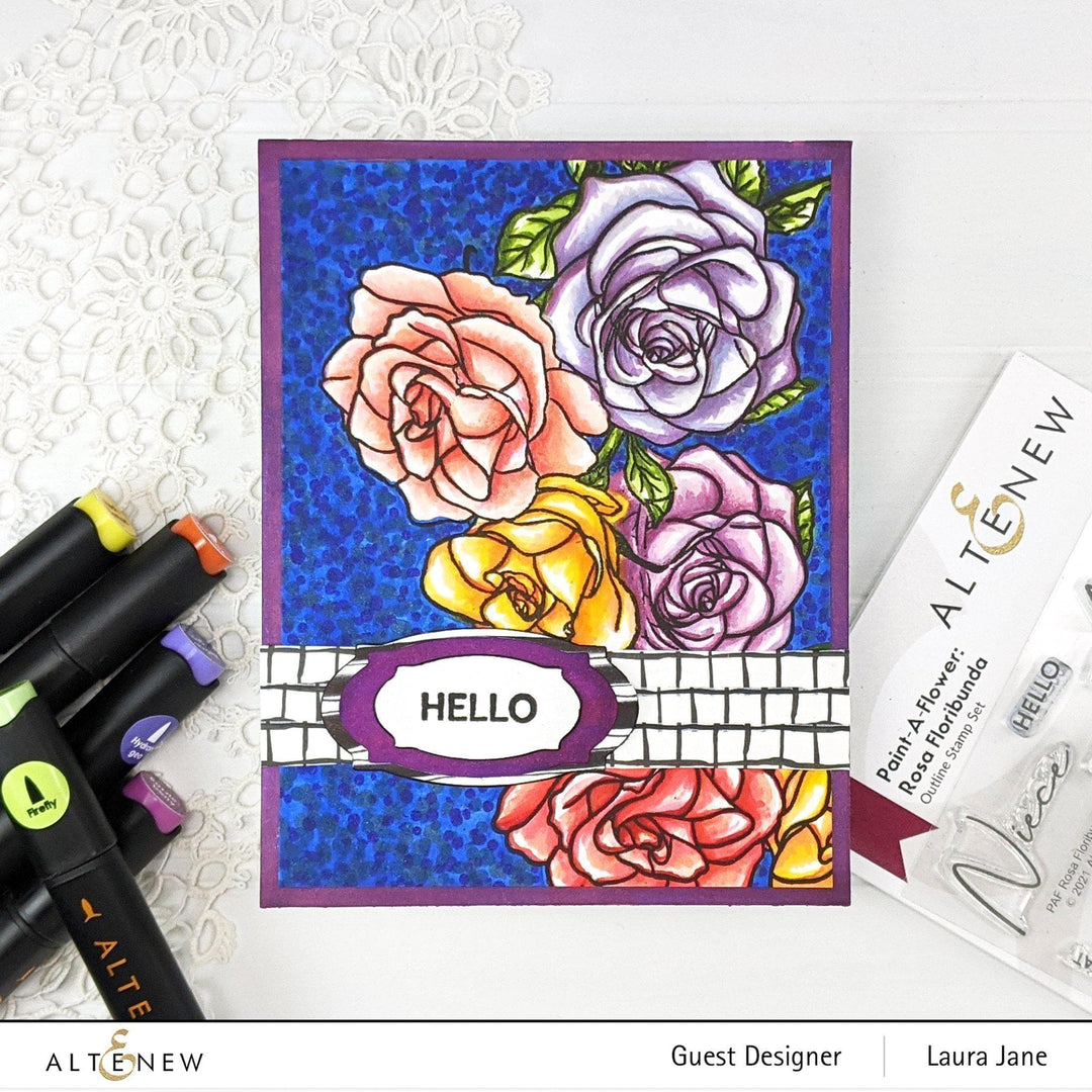 Clear Stamps Paint-A-Flower: Rosa Floribunda Outline Stamp Set