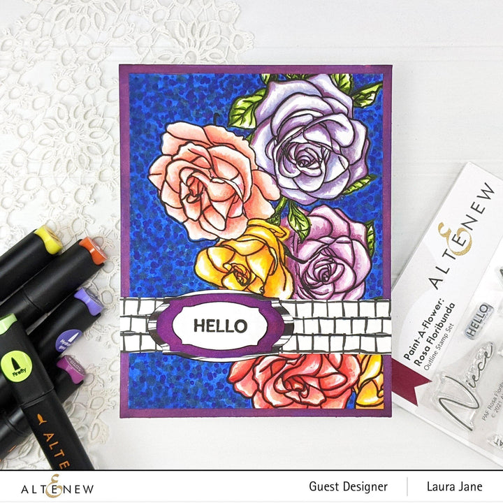 Clear Stamps Paint-A-Flower: Rosa Floribunda Outline Stamp Set