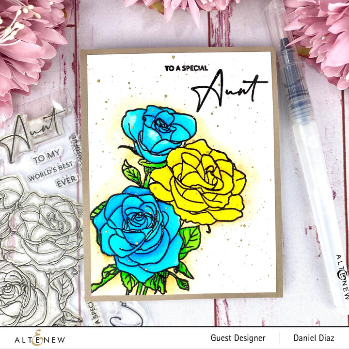 Clear Stamps Paint-A-Flower: Rosa Floribunda Outline Stamp Set